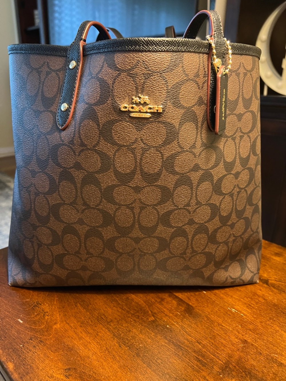 Authentic Coach Brown Signature Canvas Tote with Gold Hardware - Picture 3 of 17